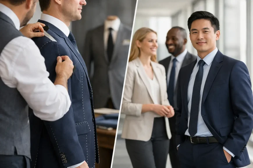 Custom Suits vs Off the Rack for Business Teams 1 Custom Suits vs Off the Rack for Business Teams